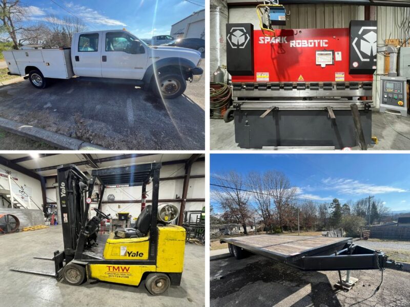 ONLINE AUCTION: Industrial Equipment, Vehicles, Trailers, Machines & Tools from TMW Construction in Maryville, TN